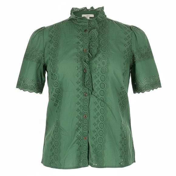 Sézane Dalhia Shirt in Bottle Green FR 38 / US 6 - Picture 4 of 8